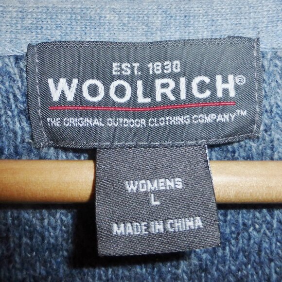 Vintage Woolrich 100% Lambs Wool Embroidered Sweater Indigo Heather Ski Deer LG - Picture 6 of 8